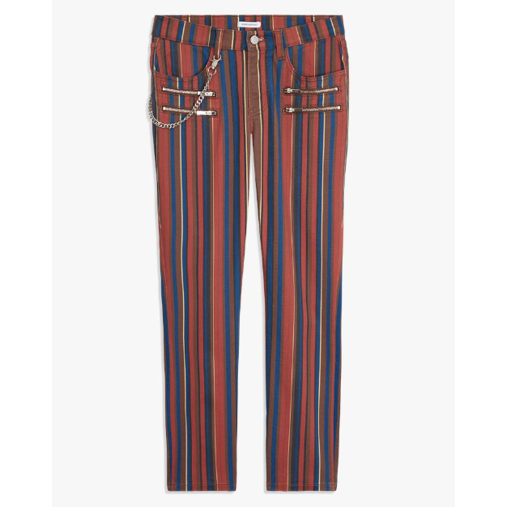 WEWOREWHAT Rocker Low-Rise Jean - Jagger Stripe Deep Cognac, Size 25​​​​​​​​​​​​